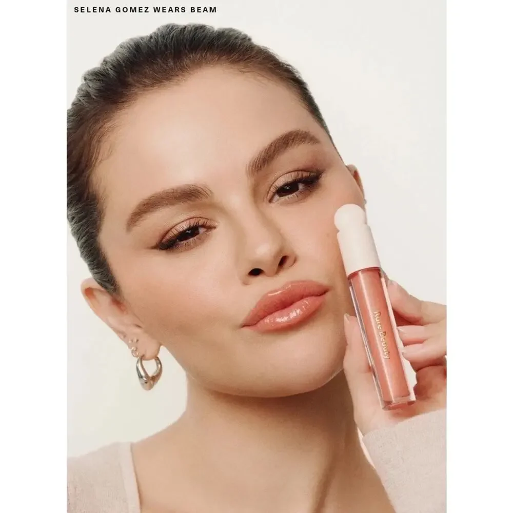 Rare Beauty Positive Light Luminizing Lip Gloss Beam Peachy Coral Shimmer